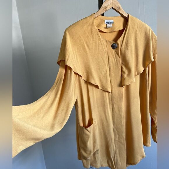 Vintage 80’s 90’s lagenlook button front drapery retro tunic top - Picture 6 of 11